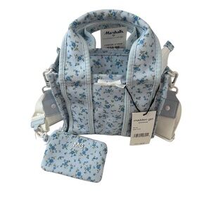 NWT Madden Girl Blue Floral Mini Tote Crossbody with Matching Pouch